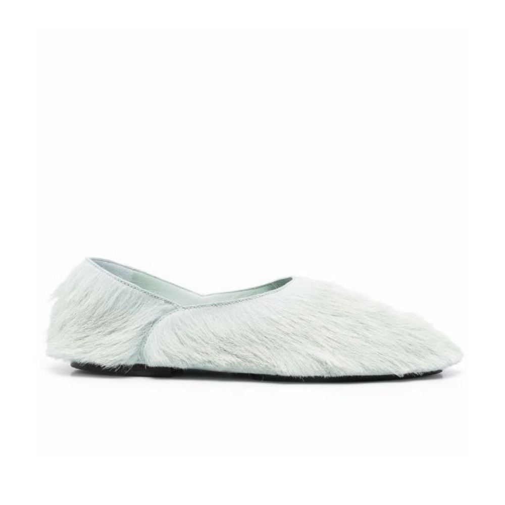 Jil Sander calf hair slipper flutty flats in ice blue - Picture 1 of 7